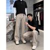 Khaki Micro-pull Pants Men's Summer Thin Washed Cotton Straight Pants American High Street Scimitar Soft Denim Pants