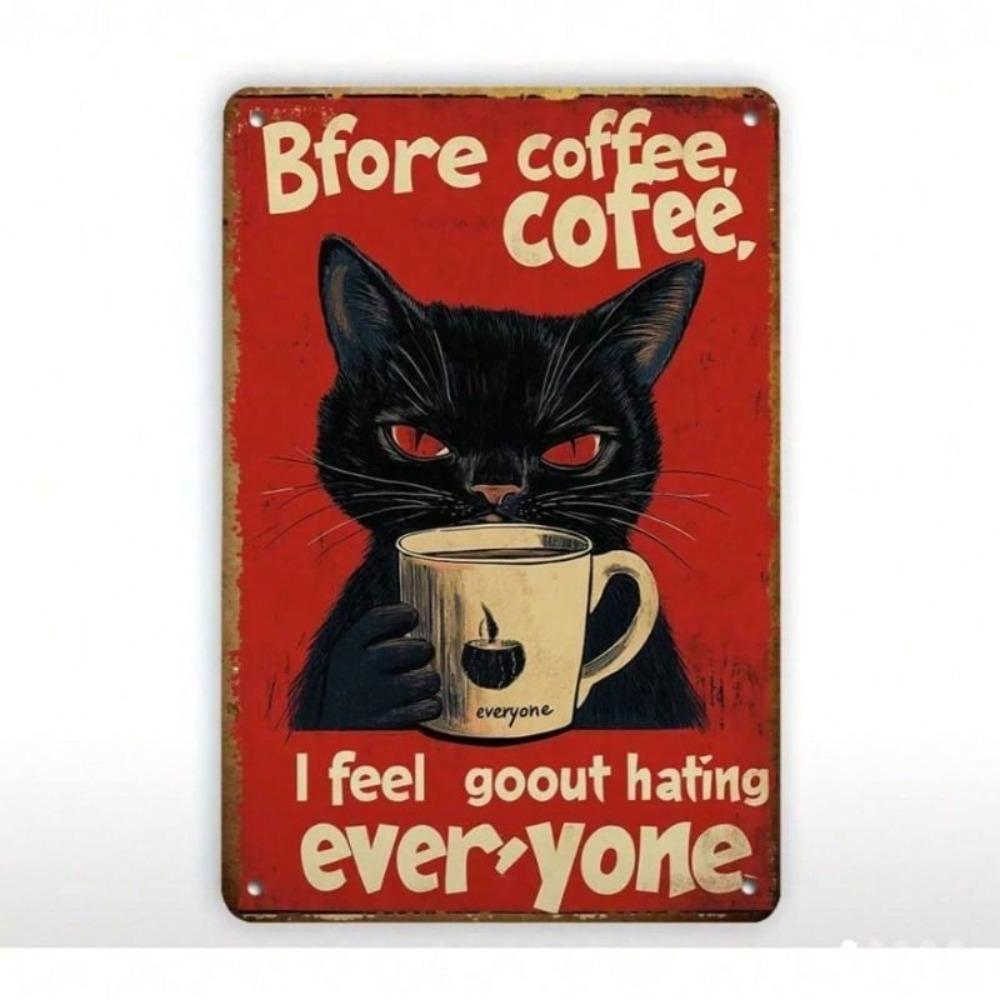 Vintage Black Cat Metal Poster Wall Art Bar Gift