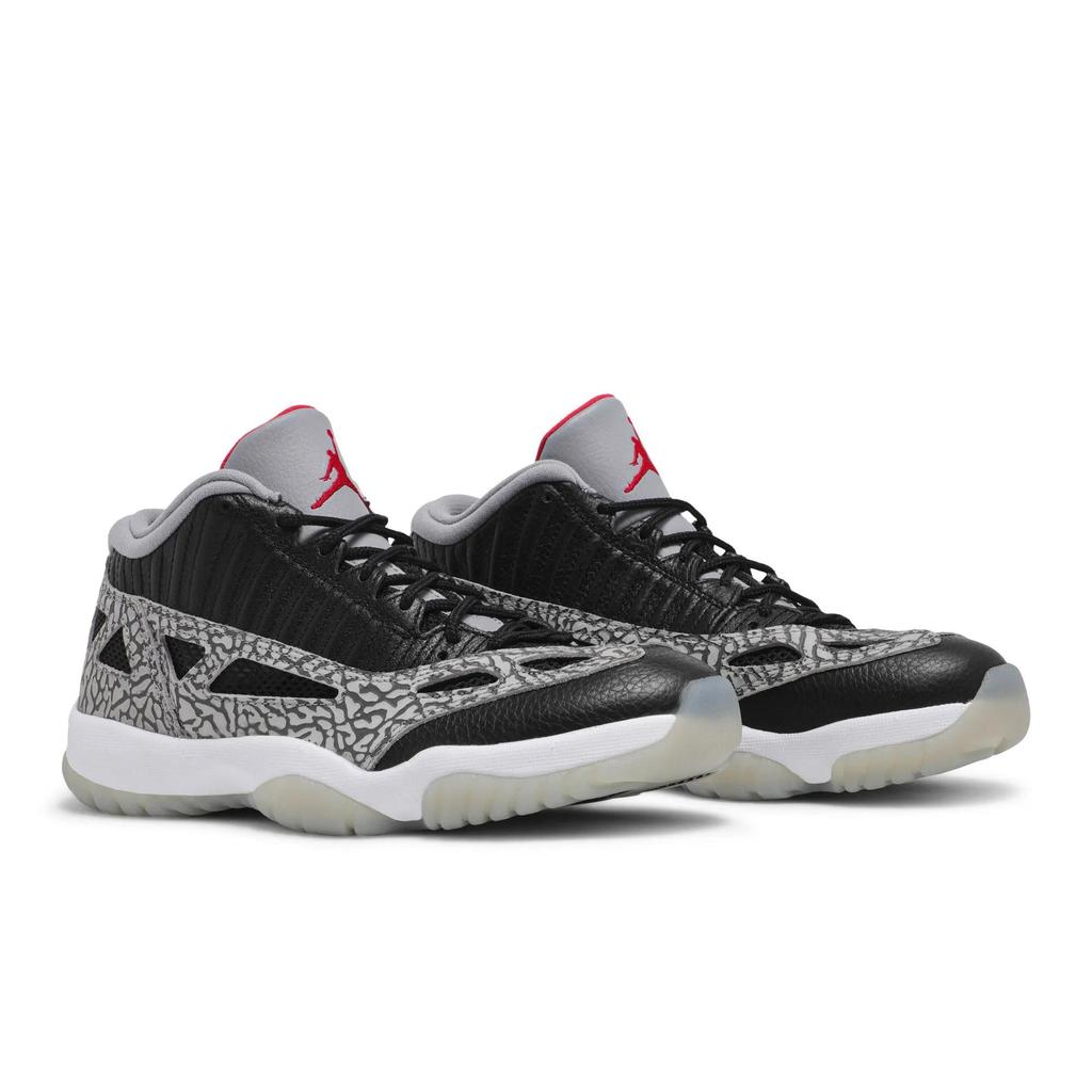 Air Jordan 11 Retro Low IE 'Black Cement' (Unisex) Black / Fire Red / Cement Grey / White Vintage Basketball Shoes 919712 006