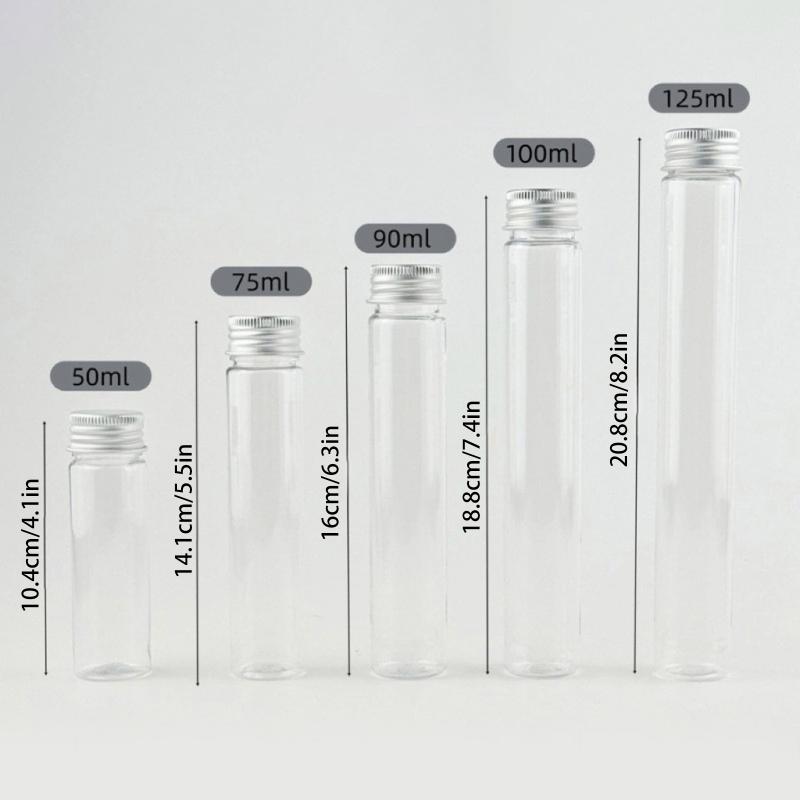 10PCS Mini PET Bottles Kitchen Clear Sealed Can Coffee Beans Storage Container Tube Aluminum Lid Sealed Canister Small Spice Jar