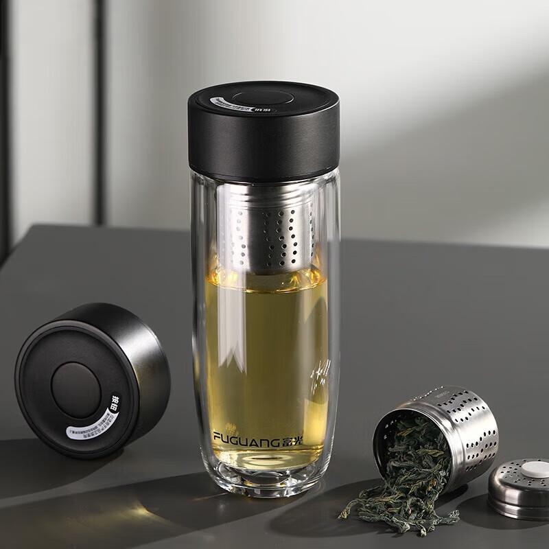 FUGUANG Double-Layer Magnetic Glass Tea Infuser Bottle