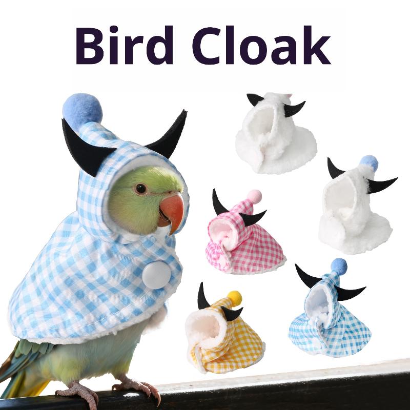 Fun Warm Bull Horn Bird Cloak Cover Keep Warm For Winter Go Out Costume Bird Warm Clothing Parrot Cloak Thickened Bird Clothes