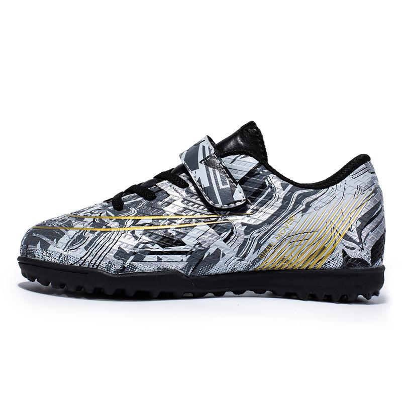 Buckle magic buckle free lace-up children's football shoes rubber broken nails training sole sneakers tf youth children students