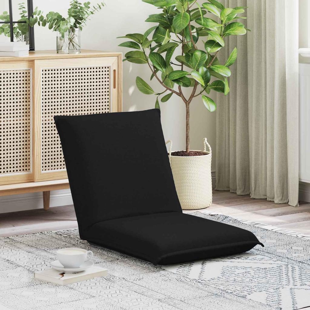 Adjustable Floor Armchair Black Fabric