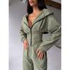 Western Style Autumn and Winter Women Clothes Solid Waist Hoodie Trousers Set Sports Casual Trousers Two-piece Set Women