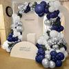 Navy Blue White Balloons Garland Metal Silver Confetti Balloon Arch Kit New Year 2026 Kids Birthday Party Baby Shower Decoration