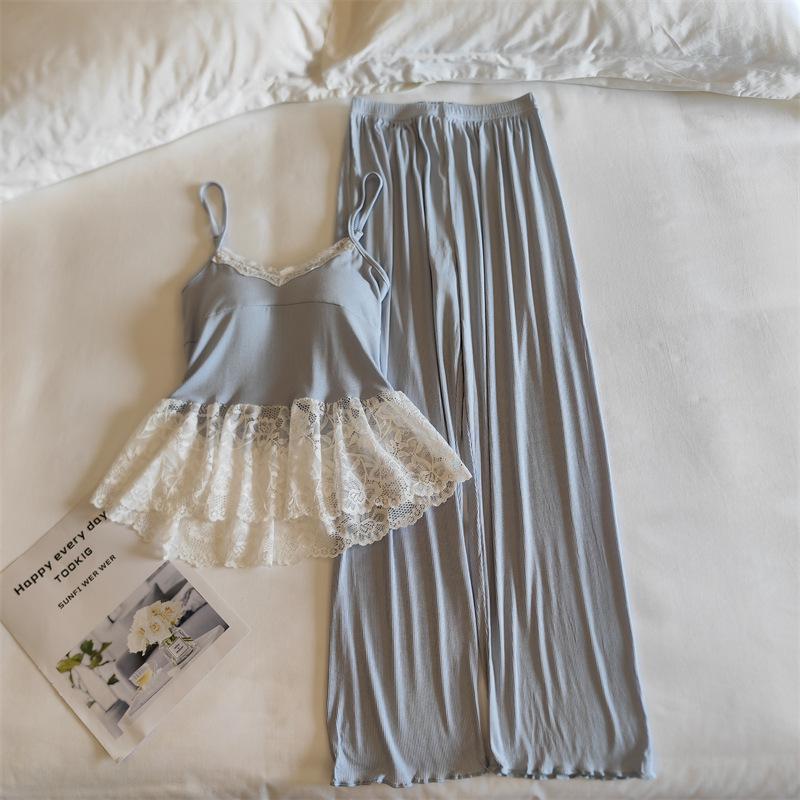 Modal Women's Summer Camisole Pajama Set with Chest Pads - French-Inspired, Sexy, Lightweight Homewear