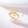 Initial Letter Rings for Women Gold Color Stainless Steel A-Z Letter Adjustable Ring Aesthetic Wedding Christmas Jewelry Gift
