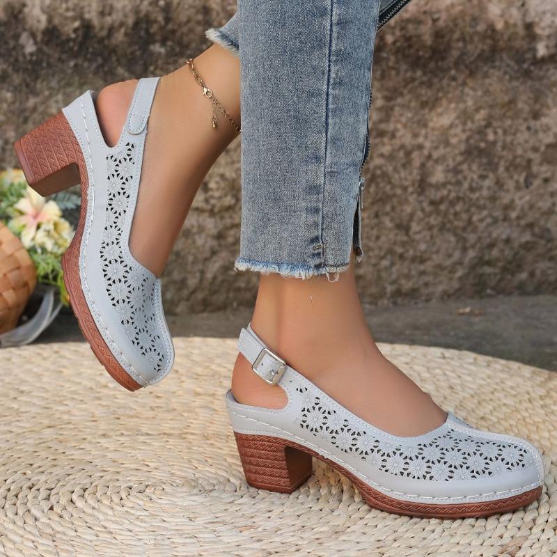 Plus Size Women Chunky High Heel Sandals