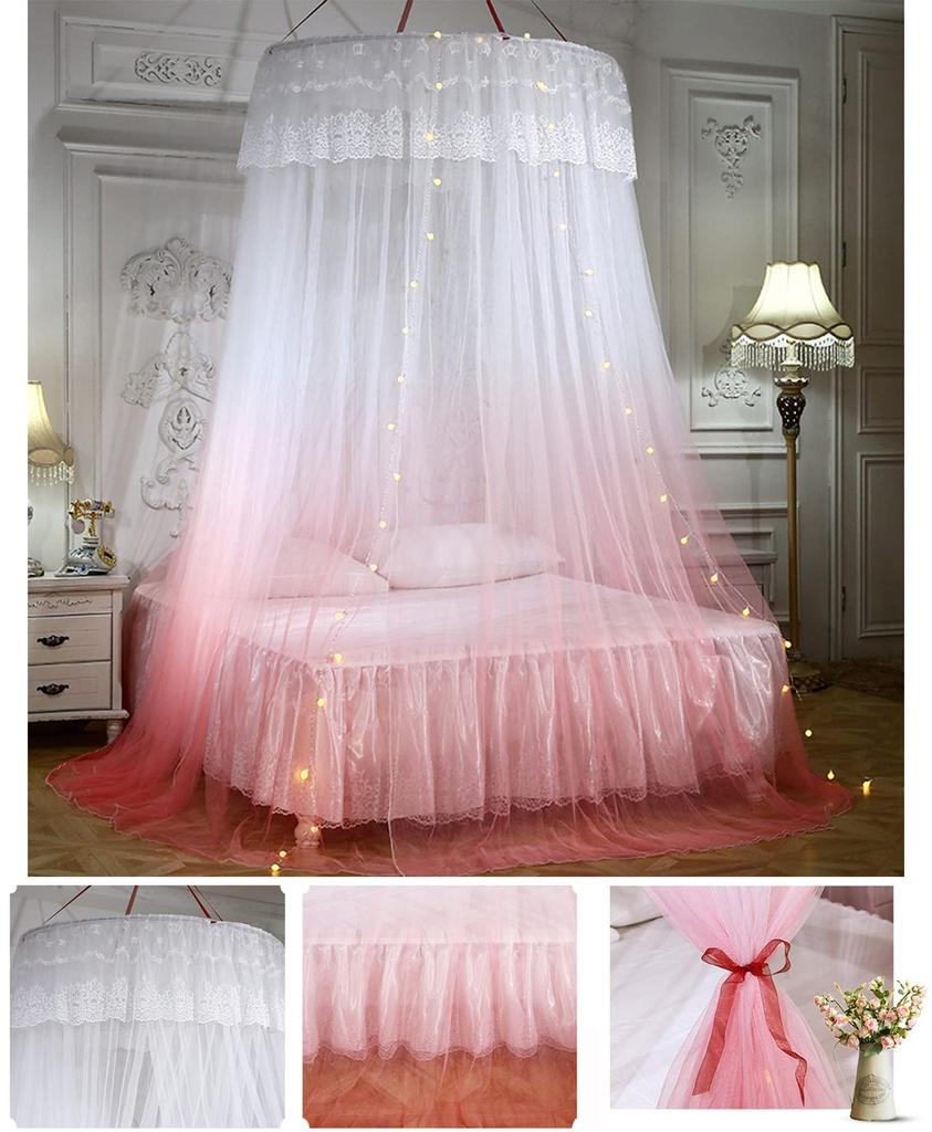 Yangweng Mosquito Hanging Canopy Mosquito and Insect Round Mosquito Bed Room Mosquito Net for Princess Tatami Easy LED Wide Net, Curtain, Protection,