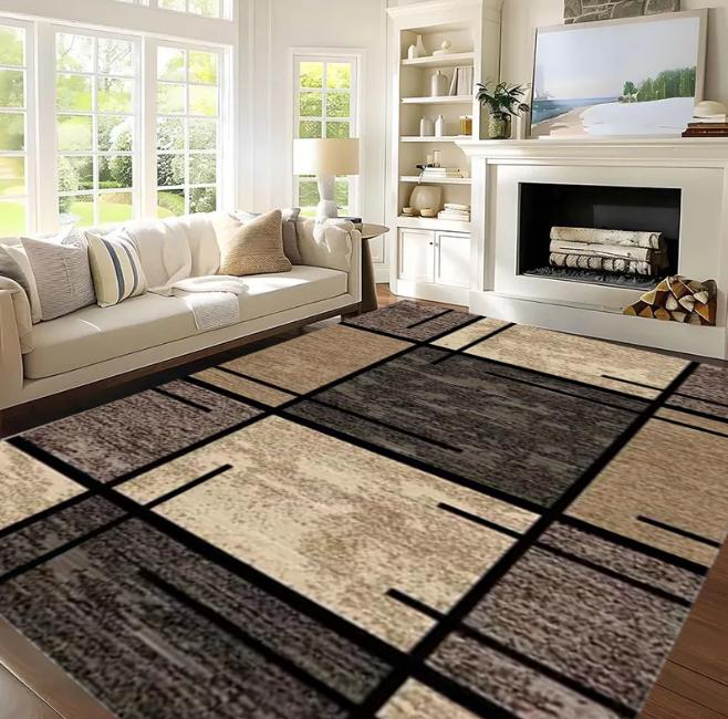 Modern Living Room Floor Mat Simple Lines and Printed Soft Bedrooms Suitable for Living Rooms Terraces Offices Kitchen Floors