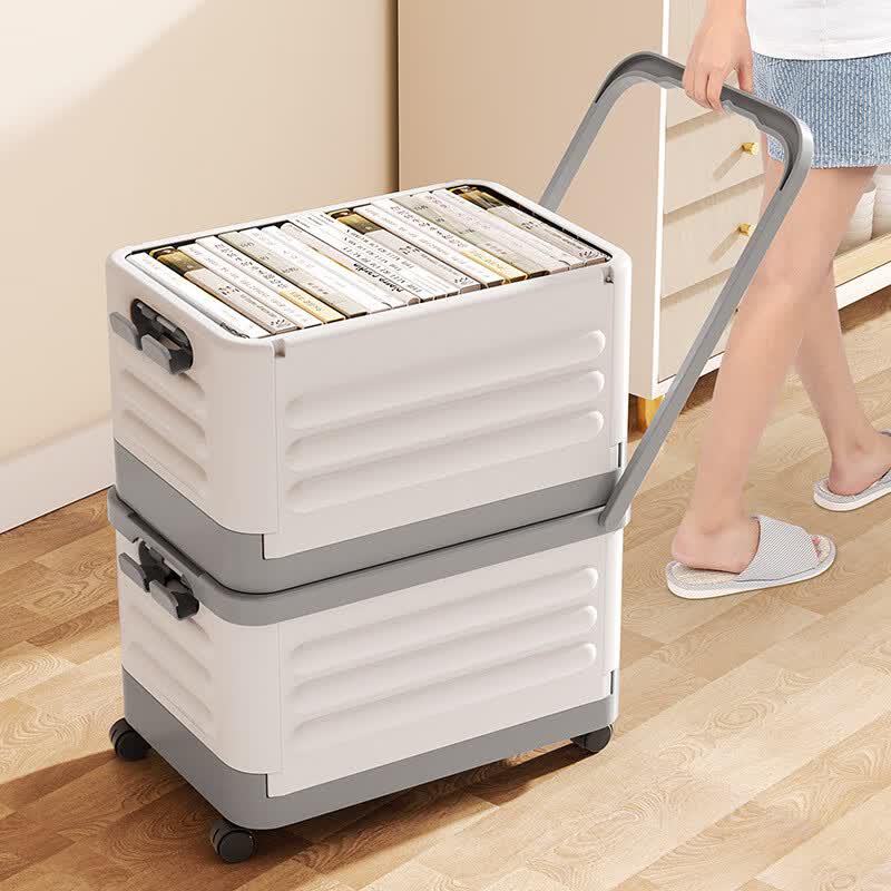 Lecarli Foldable Rolling Storage Box with Telescopic Handle