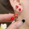 Two Wear Sweet Tulip Red Earrings For Women Luxury Post Hanging Ear Studs