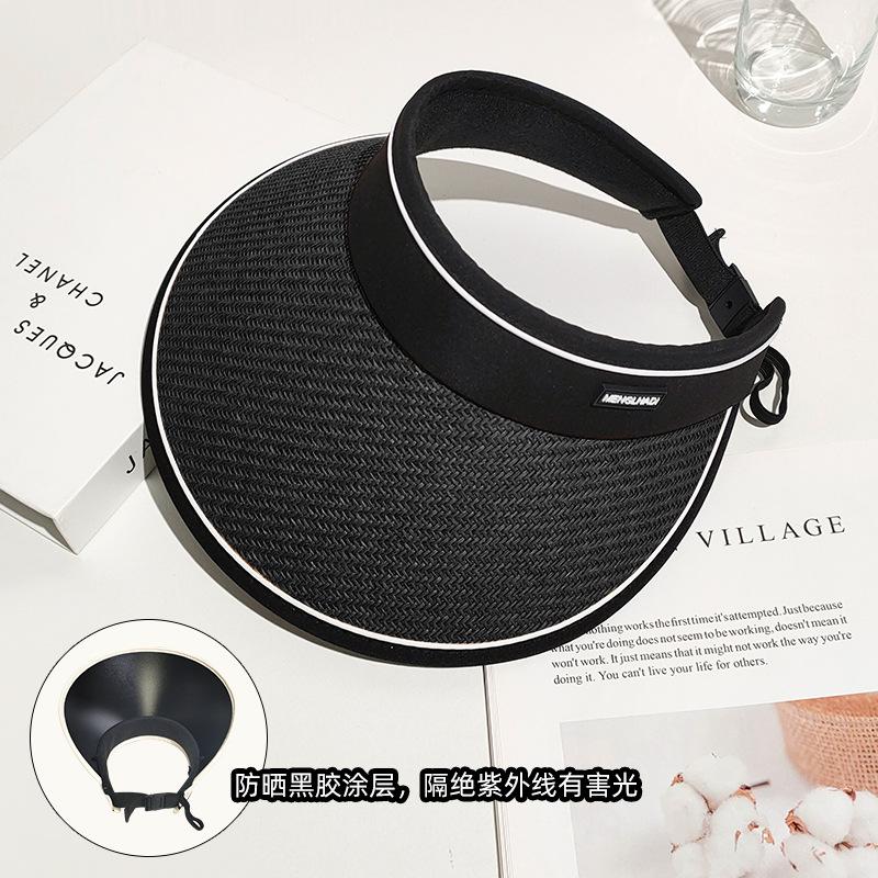 

Солнечная шляпа детская летняя складная анти-ультрафиолетовая защита лица козырек пустая макушка солнечная шляпа велоспорт виниловая шляпа от солнца Adjustable чёрный