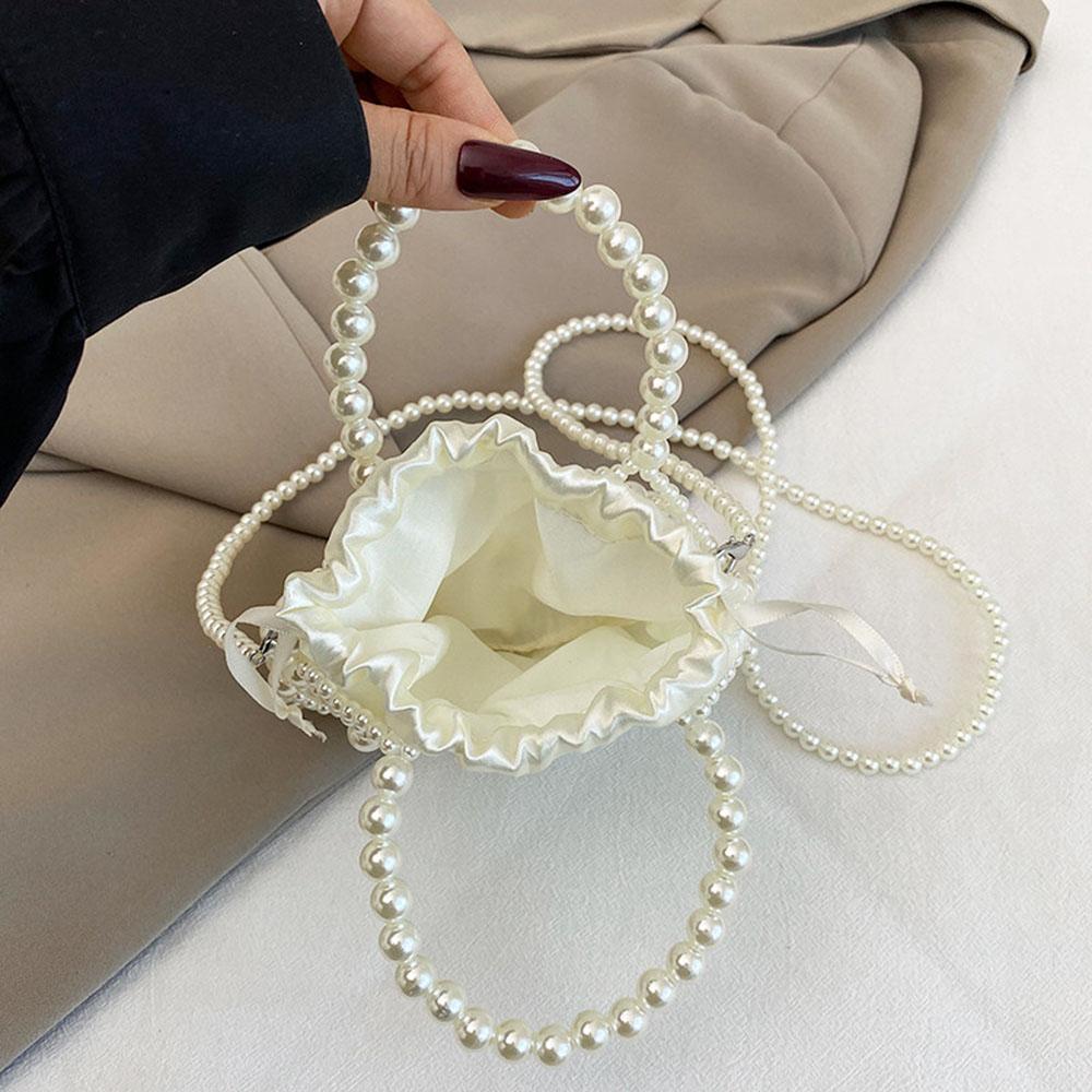 Hot Selling Pearl Decor Bag Summer New Women Crossbody Bag Hollow Out Design Fashi Handbag Casual Daily Shoulder Bags