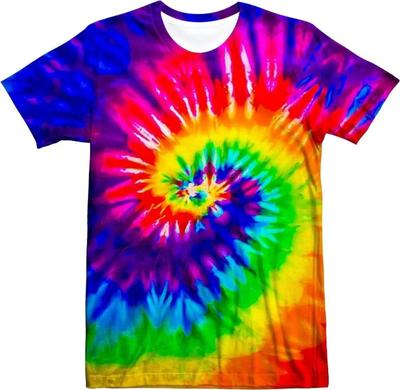 Camiseta vintage tie-dye adequada para homens e mulheres, camiseta hippie tie-dye de alta qualidade dos anos 70 e 80, roupas vintage impressas em 3D