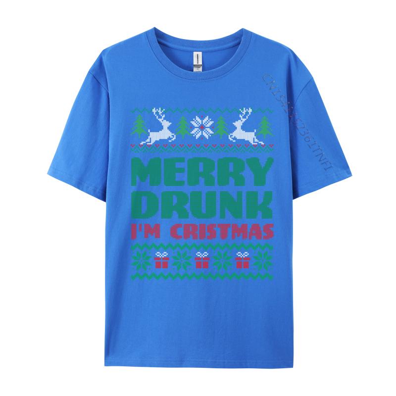 Merry Drunk I Im Christmas I Ugly TShirts Comfortable Tops Tees Fitted Casual Crew Neck Top TShirts