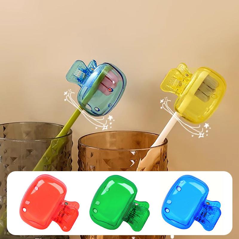 Multi Color Toothbrush Storage Clip Travel Toothbrush Protective Cap Portable Plastic Clip Toothbrush Box, Travel Accessories