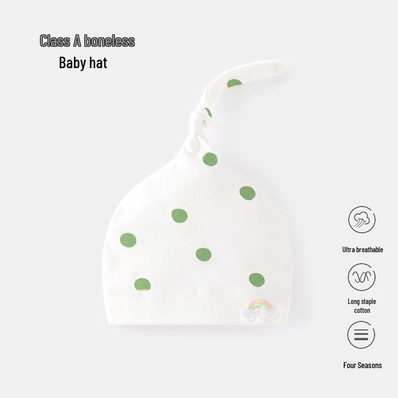 Polka Dot Pure Cotton Baby Hat 0-6 Months for Autumn & Winter