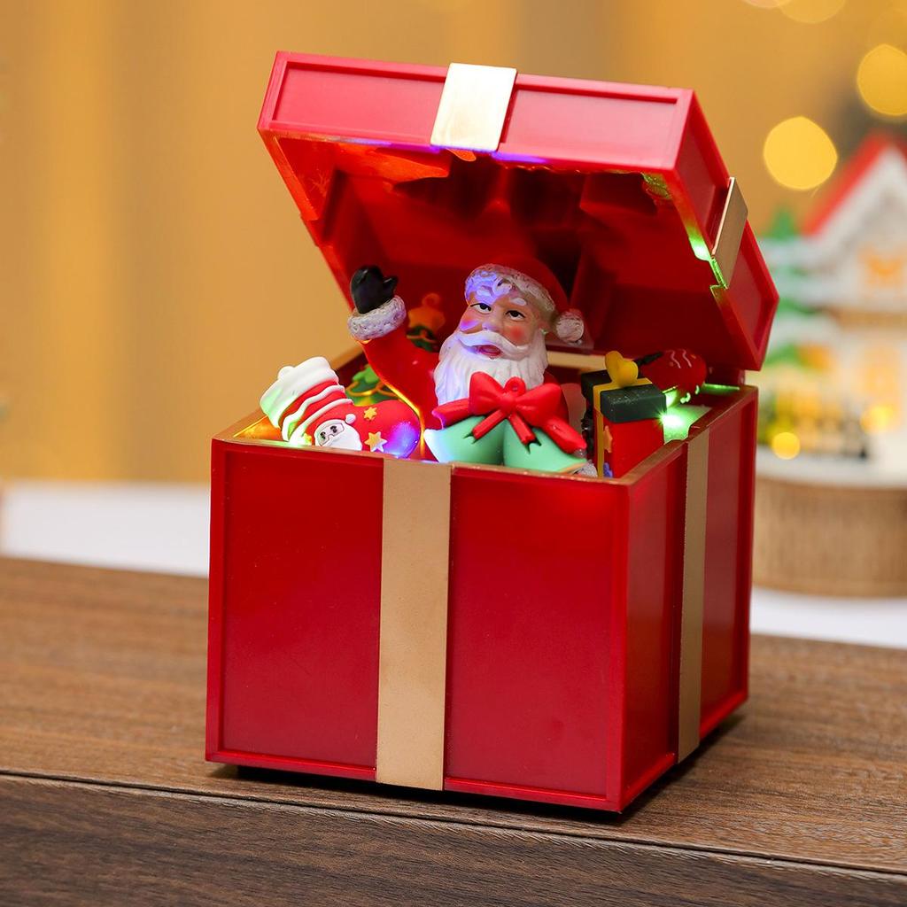 Luminous Christmas Gift Boxes and Music Box Ornaments for Shop Windows