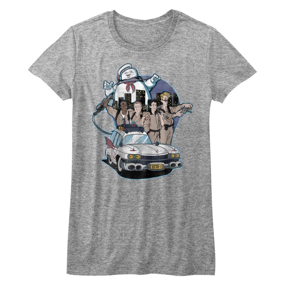 The Real Ghost Busters Cartoon Ecto-1 Cast & Stay Puff Women s Fitted T Shirt S