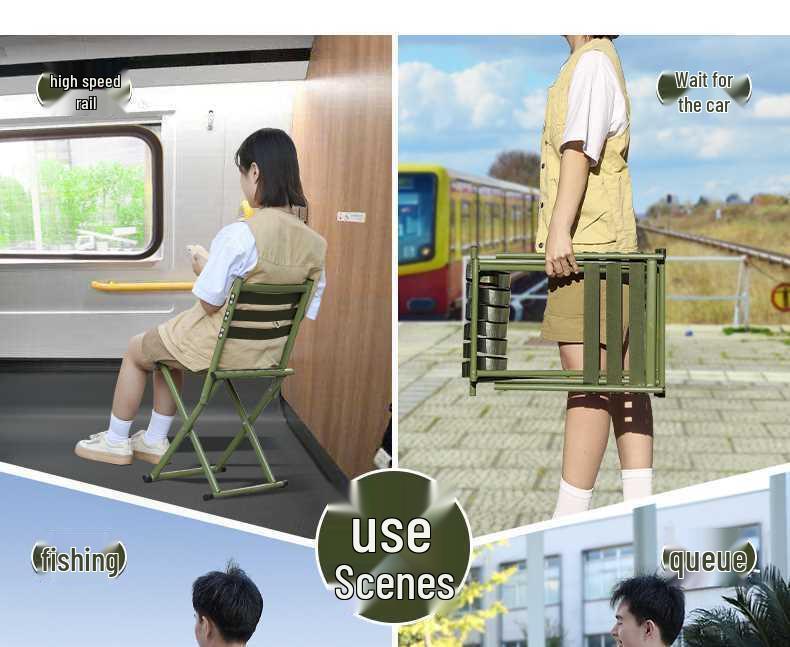Portable Ultralight Folding Stool with Backrest - Dual-Use for Camping, Fishing, and Barbecue