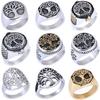 Mens Vintage Hip Hop Style Tree of Life Botanical Element Stainless Steel Ring