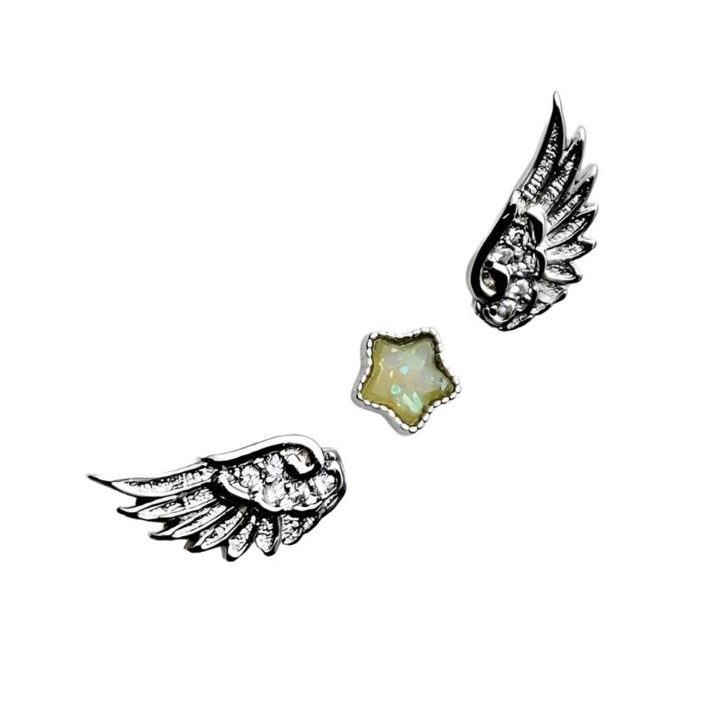 Lightweight Comfortable Star Angel Wing Studs Earrings Stylish Ear Accessories for Daily Wear Travel and Gifting
