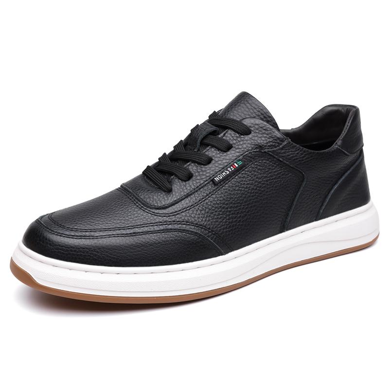 

Fashion Male Comfortable Outdoor Shoe Male Shoes Spring Autumn Mens Sneakers Leather Lace-Up Fashion Men s Breathable Vulcanize Shoes 44 чёрный