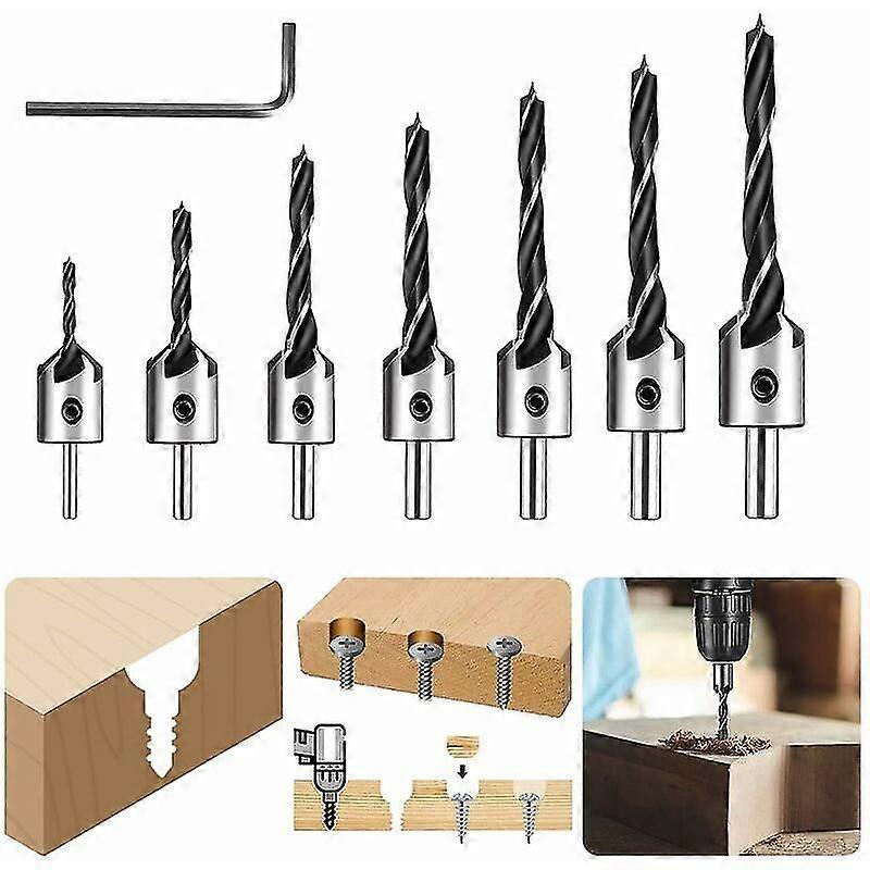 Forest Wood Countersink, INSMA HSS Countersink Drill Bit Wood Countersink Countersink Steel Countersink Drill Carpentry Reamer with Hex Wrench Reamer