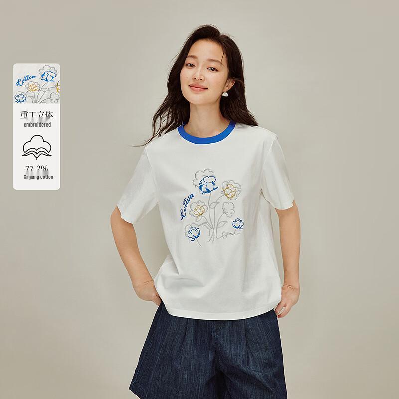 INMAN Women s Embroidered Casual Short Sleeve T-Shirt L