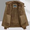 Chaqueta de piloto de la Fuerza Aérea de Alta Gama para Hombre: Terciopelo Forrado de Invierno, Algodón Puro, Corte Holgado, Ropa de Abrigo con Solapa para Personas de Mediana Edad.