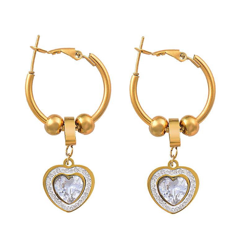 

Титан, титановая сталь, супер блестящие бриллианты, квадратные серьги с подвесками в форме любви, серьги из нержавеющей стали