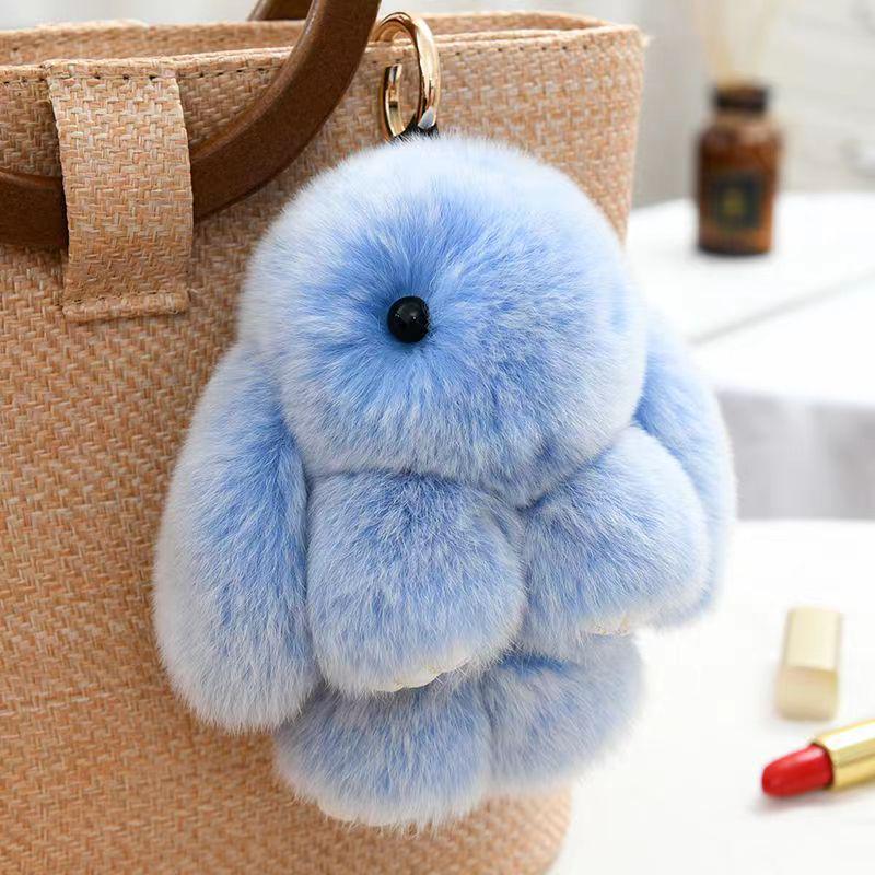 Rex Rabbit Fur Plush Keychain: Cute Rabbit Pendant Toy for Bag or Car