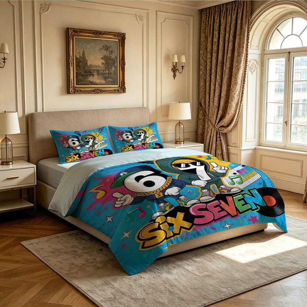 3PCS Duvet Cover Set SIX SEVEN 67 Graffiti Street Print Bedding Set Kids Boys Soft Microfiber Quilt Cover Pillowcases