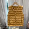 Gilet Imbottito in Piuma d'Anatra Bianco Leggero da Donna Senza Maniche Colletto a V Convertibile Gilet Imbottito Strato Interno Caldo Gilet Invernale