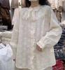 1116 Spring New Women's Top Shirt Lapel Embroidery Loose Japanese Cotton and Linen Small Fresh Sweet Shirt Fashion