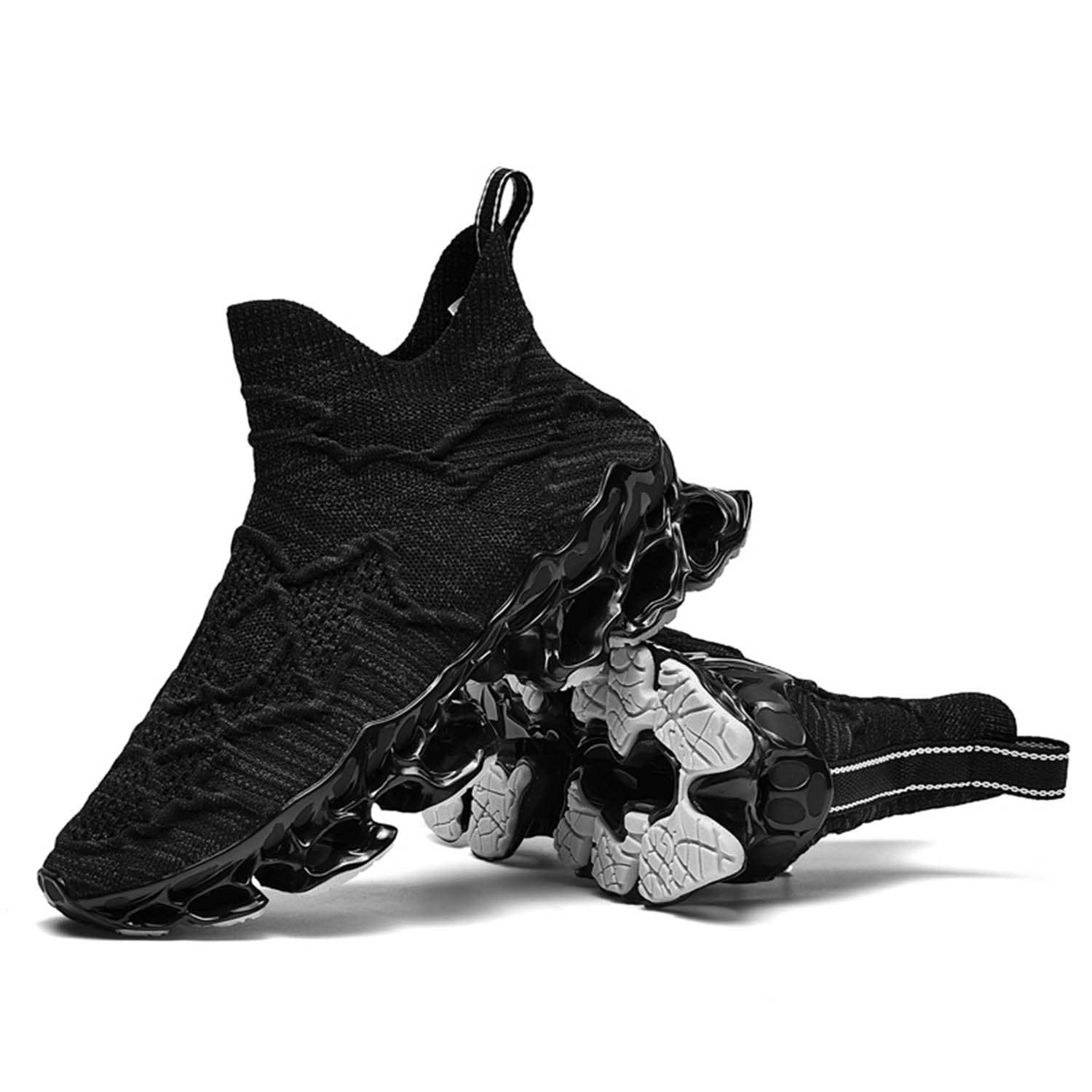 Мужская новая стильная удобная противоскользящая спортивная обувь для отдыха, легкие дышащие вязаные кроссовки для бега 39 ясень черный