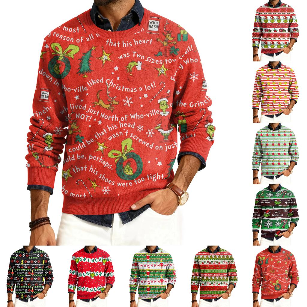 Herre Rund Hals Langermet Ribbestrikket Pullover