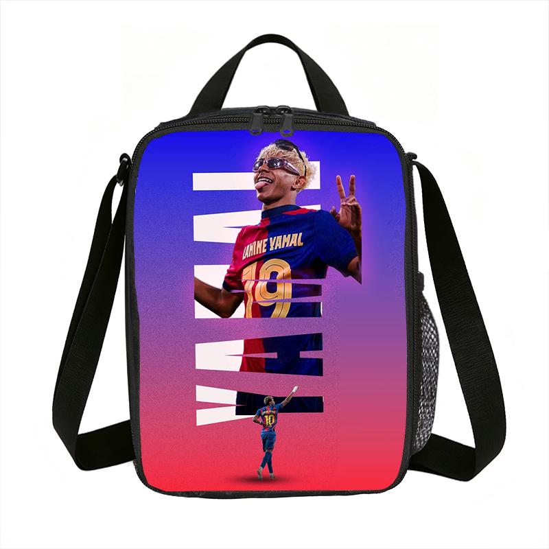 Leer, Reizen Geïsoleerde Lunchtassen L-Lamin Yamal Thermische Tas Voetbalster Lunchcontainer Lekvrije Tote Lunchbox Opbergtassen