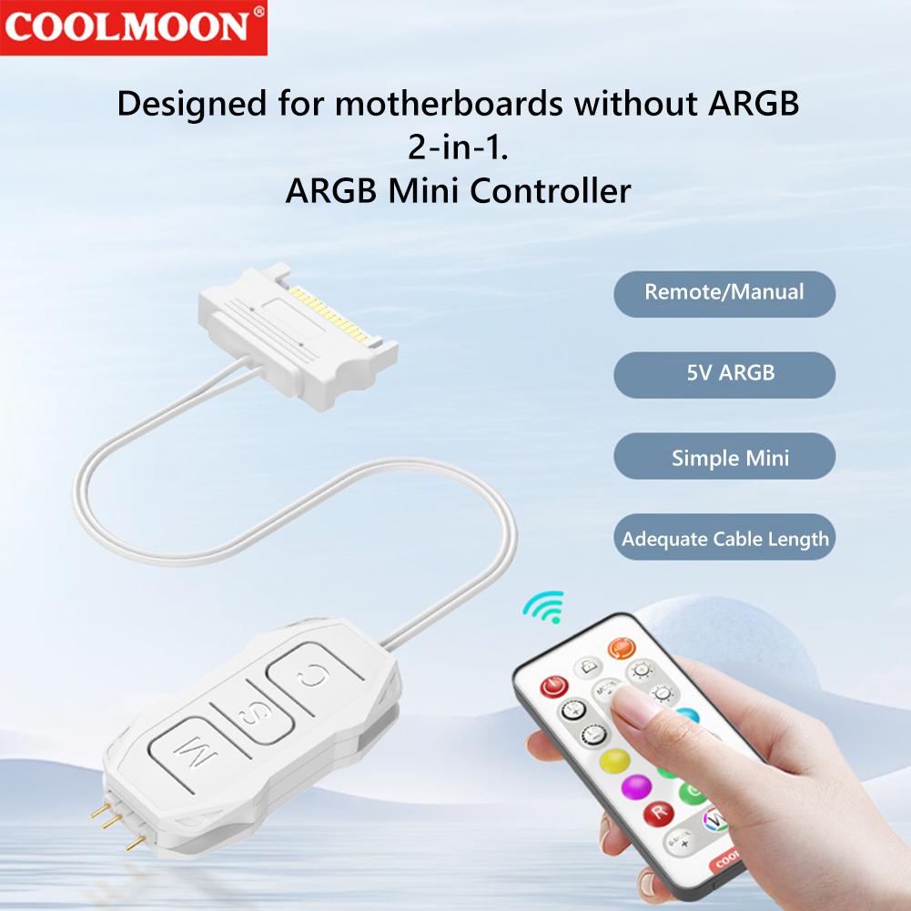 ARGB Controller 5V 3pin To SATA RGB Remote Controller 1 to 4 Sync Motherboard Extension Cable for PC Fan Light Strip