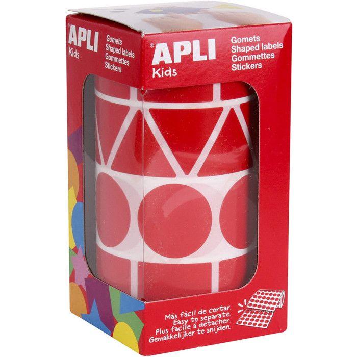 Rouleau de Gommettes Géométriques - APLI - 1357 - 27 mm - Rouge - 59 Feuilles Détachables