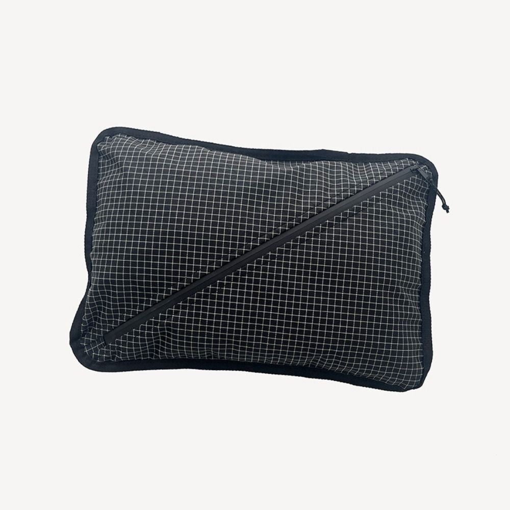 Grid Pattern Pillow Storage Bag 2-in-1 Camping Headrest Durable Travel Pouch Camping Sleep