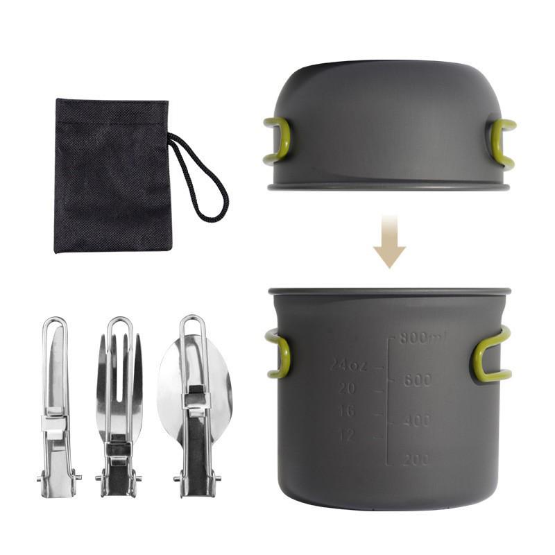 

Compact Non-Stick Aluminum Camping Cookware Set for 1-2 People