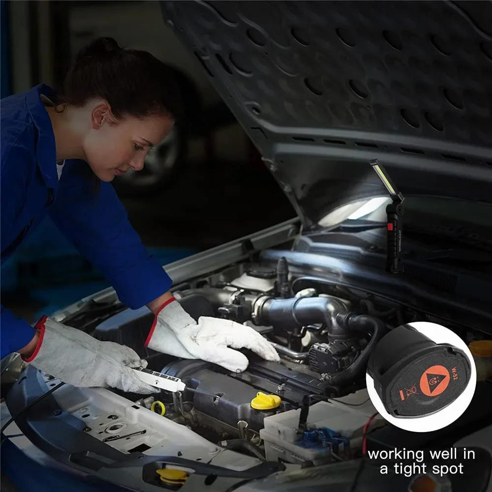 Rechargeable LED COB Flashlight Portable Folding Work Light Magnet Hanging Lamp Waterproof Lanterna For Outdoor Camping Torch