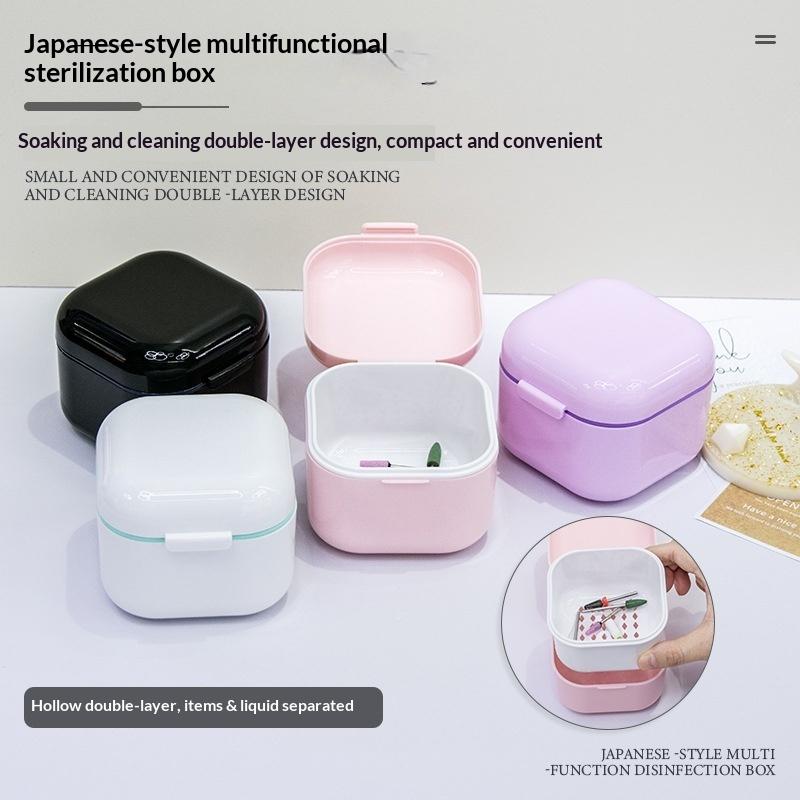 Non-Toxic Multifunctional Disinfection Box Double Layer Soaking Feature for Nail Art Tools Salon Manicure