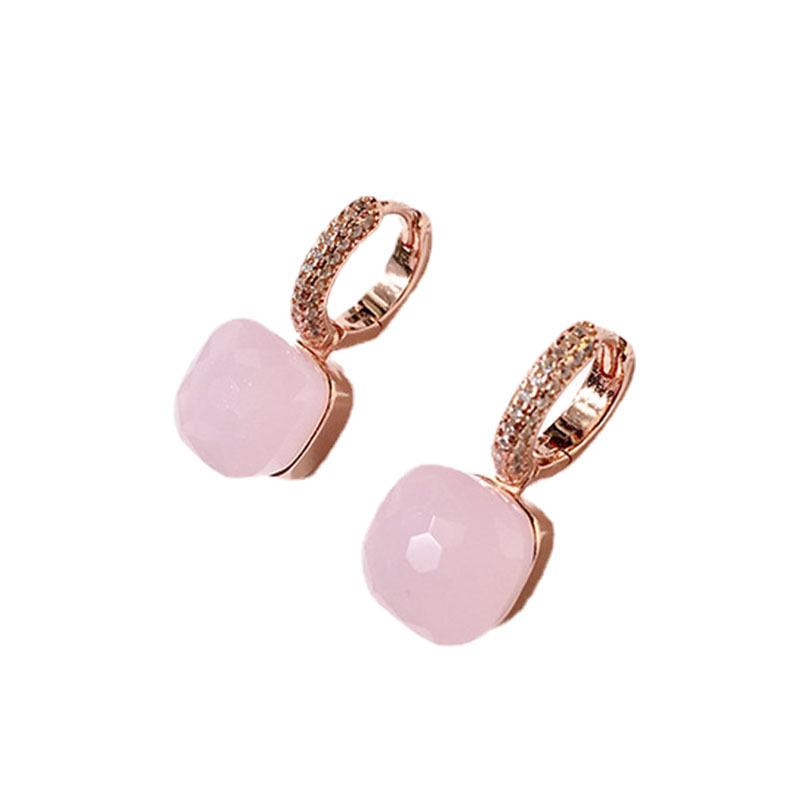 Light Luxury Diamond-encrusted Earrings, Niche Fashionable Vintage Geometric Crystal Earrings