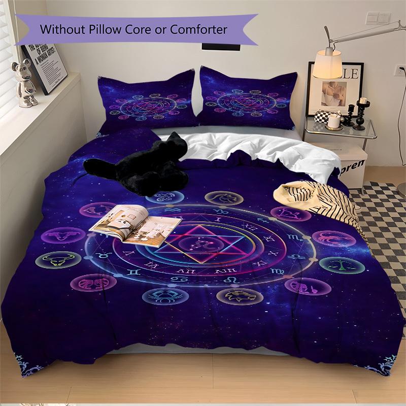 

3PCs Zodiac Symbols Design Cover Set, Breathable Fabric, Machine Washable (1 Duvet Cover + 2 Pillowcases) (Without Quilt) yy250911175 135x200cm