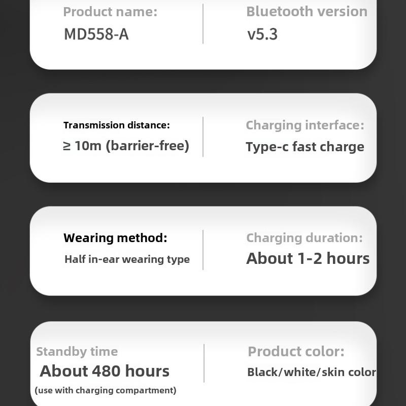 Bezdrátová Bluetooth sluchátka do uší TWS s kostním vedením 5.3, ultra dlouhá životnost, redukce hluku