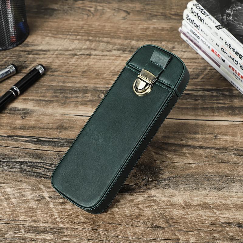 2 Astucci Portapenne In Pelle PU – Regolabili Con Elastico – Stile Vintage Fatto A Mano – Verde E Rosa – Per Penne Stilografiche, Matite, Quaderni E Agende